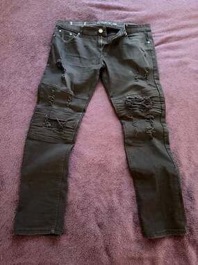 SPARK Black Distressed Biker Skinny Jeans Size 38/32